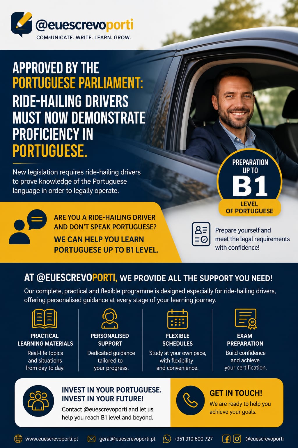 TVDE Drivers – Portuguese Language B1 Certification