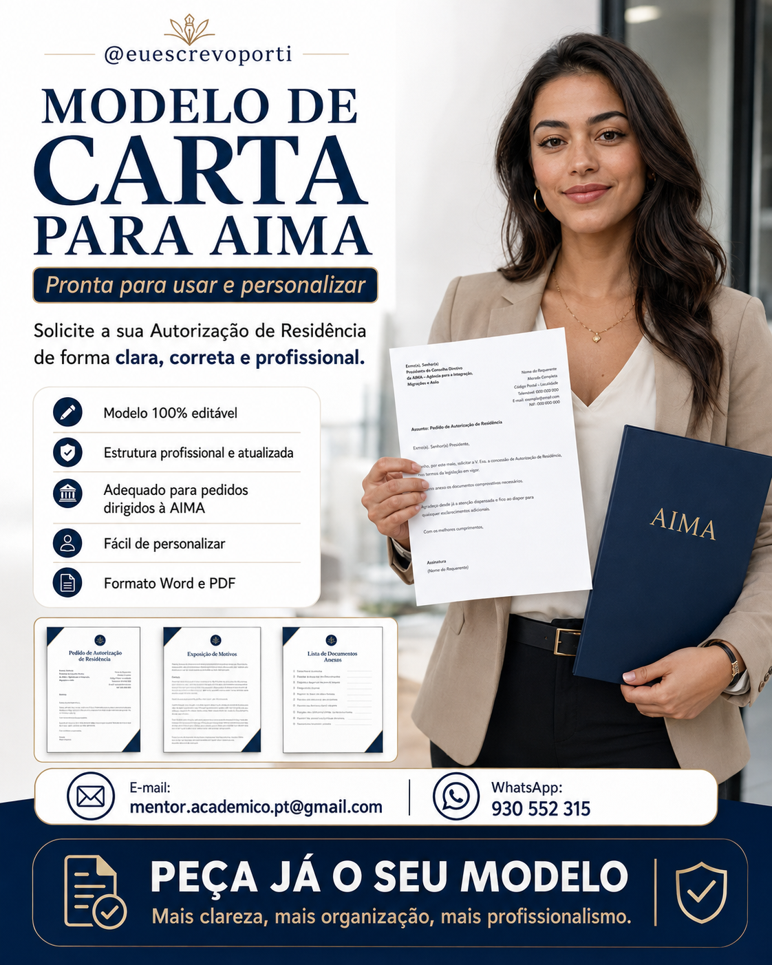 MODELO DE CARTA PARA A AIMA - PROFISSIONAL, EDITÁVEL E PERSONALIZADO